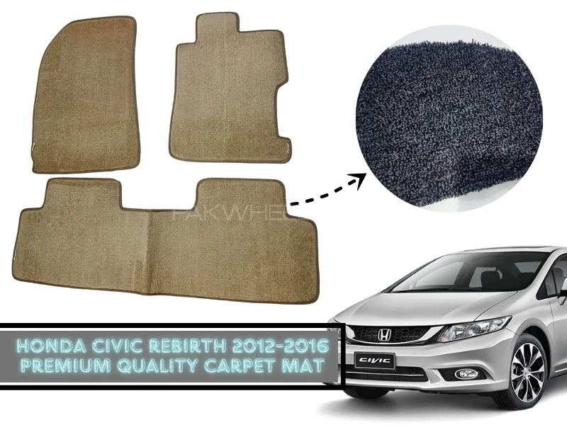 Premium Quality Honda Civic Rebirth 2012-2016  Carpet Floor Mats Black-Gray Two tone Color Image-1