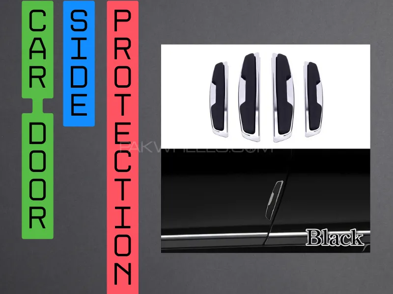 4pcs Universal Car Door Protector Side Edge Protection Guards Anti-Collision Black Image-1