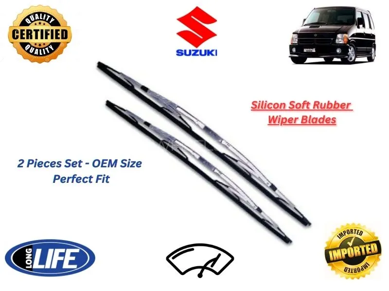 Suzuki Wagon R 2008-2012 Wide Silicone Soft Rubber Wiper Blades - 2 Pieces Set  Image-1