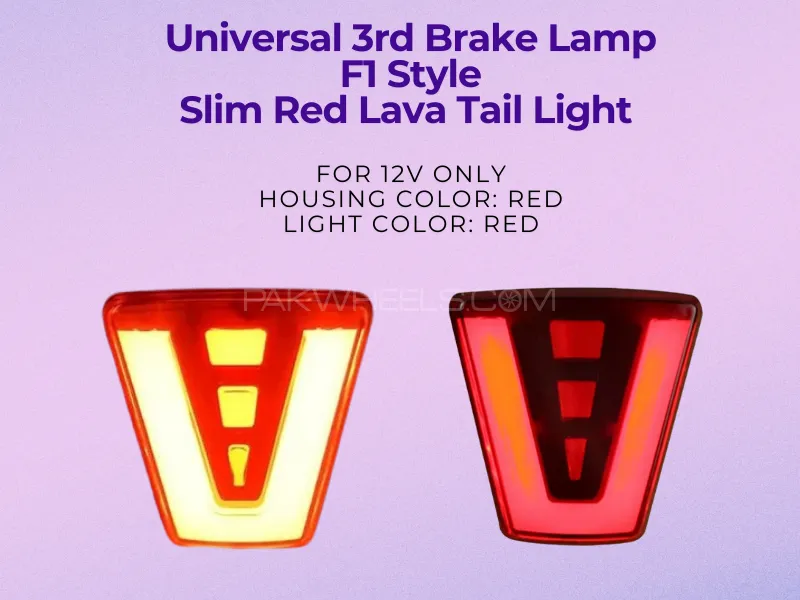Universal 3rd Brake Lamp F1 Style Slim Red Lava Tail Light 1 Pcs Image-1
