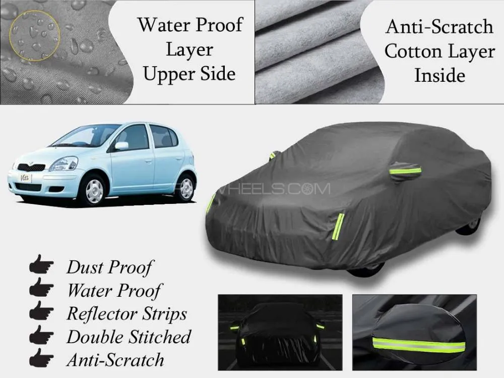 Toyota Vitz 1998 - 2004 Top Cover | Grey | Anti-Scratch | Double Layer | Heat Proof | Water Proof Image-1