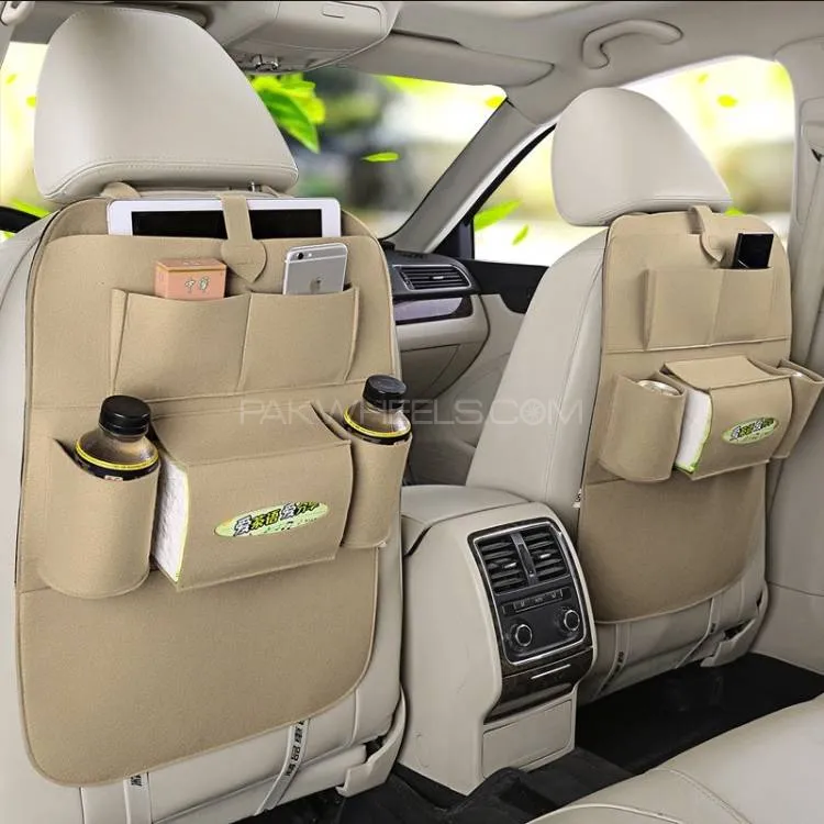 1 PC Car Seat Back Organizer Kids Kick Mats Protectors Beige Product Code: ATS-0879 Beige Image-1