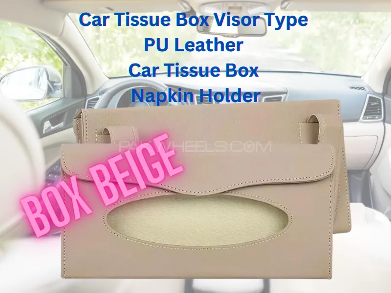 Car Tissue Box Visor Type PU Leather Car Tissue Box Napkin Holder Car Tissue Holder Car Seat Box  Image-1