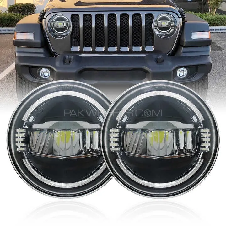 7 Inch Jeep Round Led Headlight Shark Style With Elegent DRL 2 Pcs Set Image-1