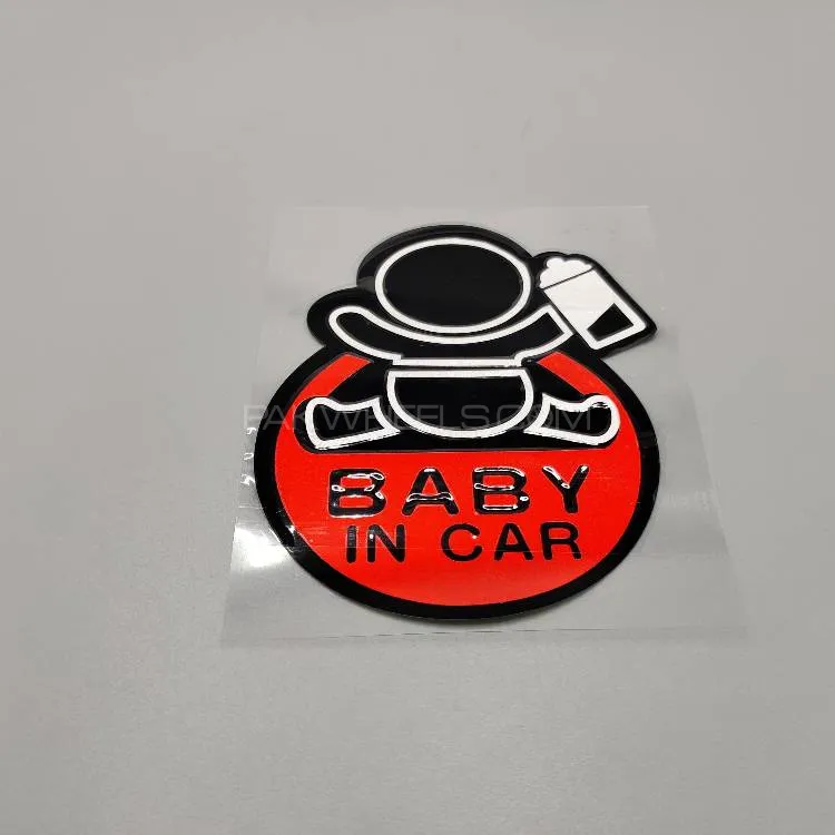 Premium Quality Custom Sticker Sheet For Car & Bike Embossed Style BABY IN CAR Image-1