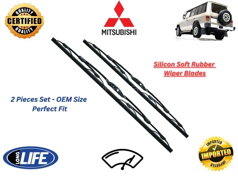 Mitsubishi Pajero 1982-2006 Silicone Soft Rubber Wiper Blades - 2 Pieces Set Image-1