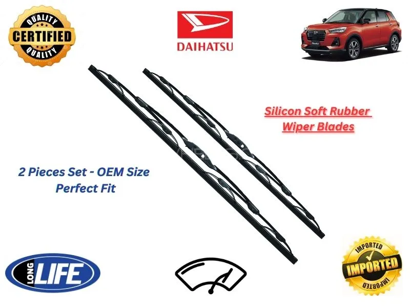 Toyota Raize 2019-2024 Silicone Soft Rubber Wiper Blades - 2 Pieces Set Image-1