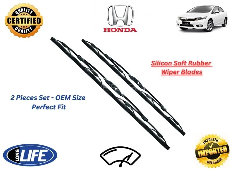 Honda Civic Rebirth 2012-2016 Silicone Soft Rubber Wiper Blades - 2 Pieces Set