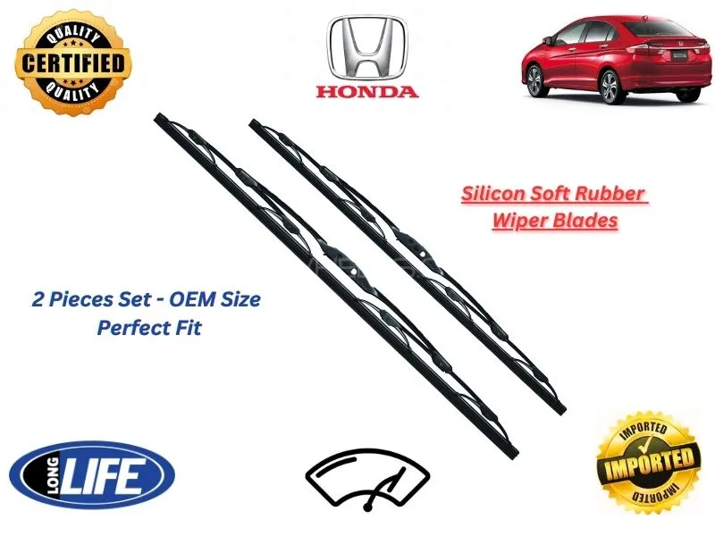 Honda Grace 2014-2020 Silicone Soft Rubber Wiper Blades - 2 Pieces Set Image-1