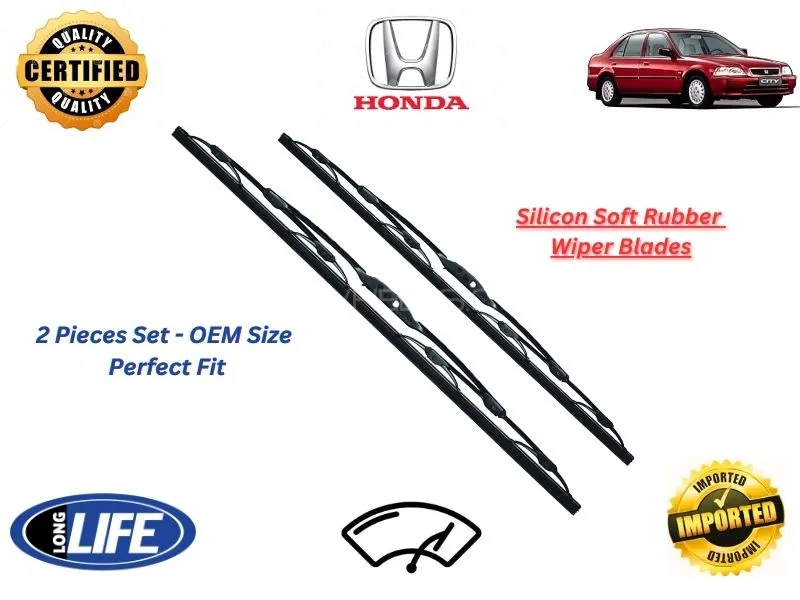 Honda City 1996-2000 Silicone Soft Rubber Wiper Blades - 2 Pieces Set Image-1