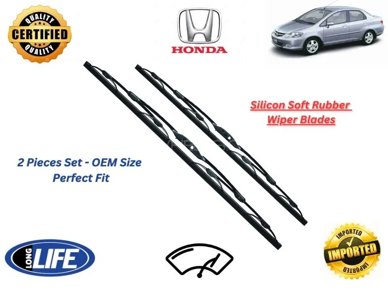 Honda City 2003-2009 Silicone Soft Rubber Wiper Blades - 2 Pieces Set Image-1