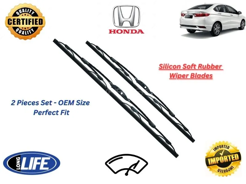 Honda City 2021-2024 Silicone Soft Rubber Wiper Blades - 2 Pieces Set Image-1