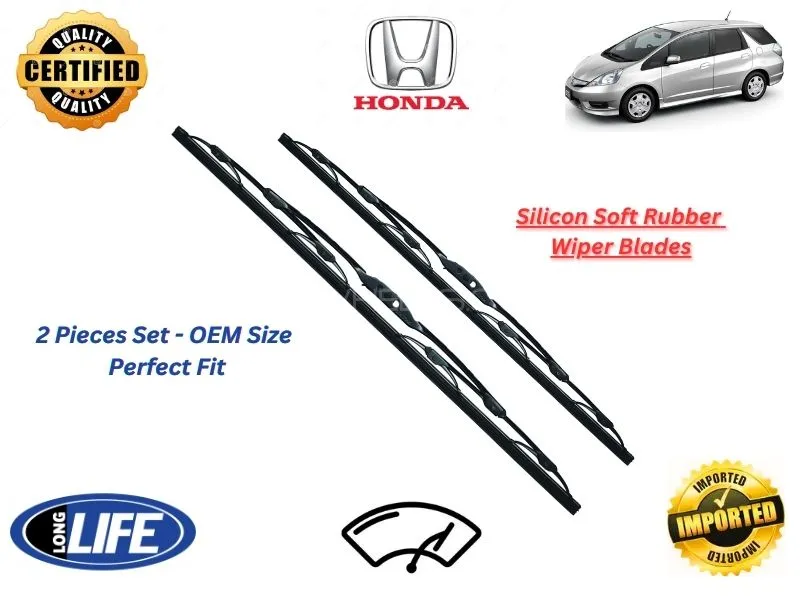 Honda Fit Shuttle 2007-2015 Silicone Soft Rubber Wiper Blades - 2 Pieces Set Image-1