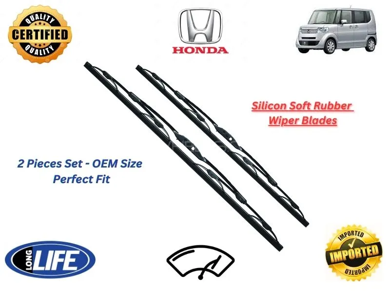 Honda N Box 2011-2017 Silicone Soft Rubber Wiper Blades - 2 Pieces Set Image-1