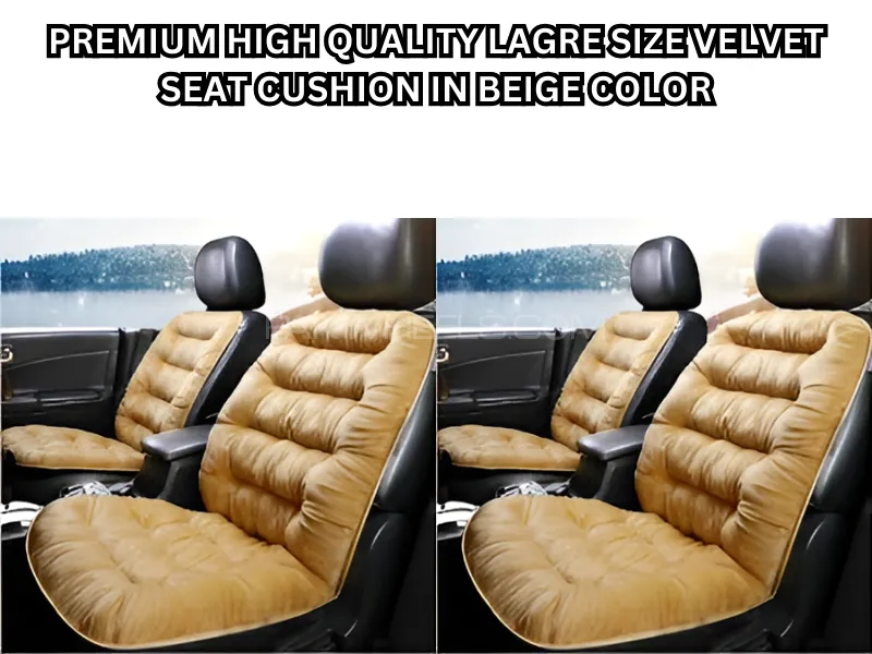 Premium High-Quality Velvet Seat Cushion Large Size in Beige Color (Pack of 4) Image-1