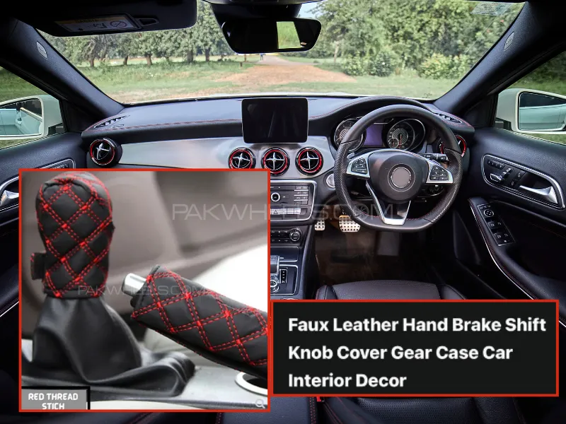 Faux Leather Gear Shift Knob And Hand Brake Case Image-1
