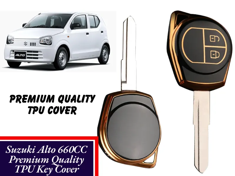 Suzuki Alto 660CC TPU Remote Car Key Case Cover | Golden-Black Fob Shell for Suzuki Alto New Image-1