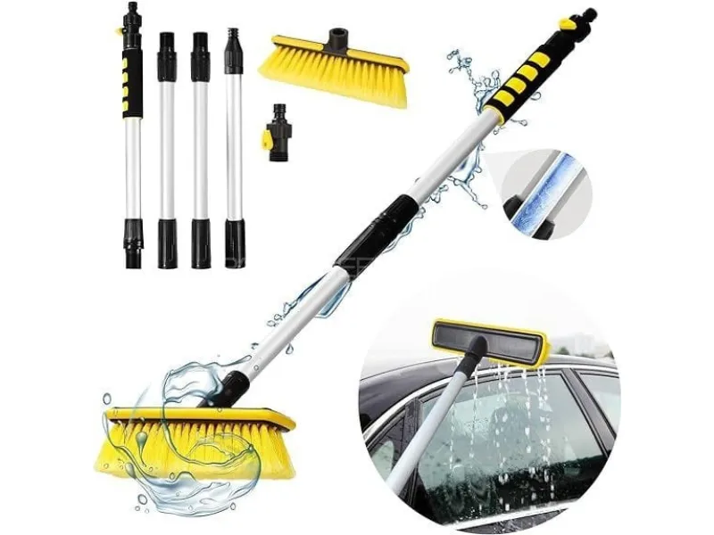 Solar Panel Cleaning Brush 17ft  IMPORTED  With Attached Wiper - Aluminum Image-1