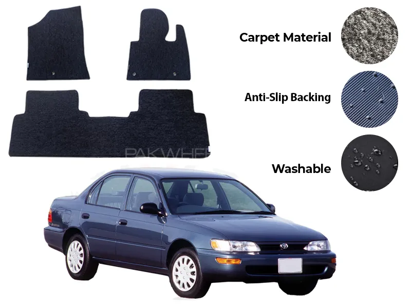 Toyota Corolla Genuine Fitting Carpet Floor Mat 3PCS - Model 1987-1996 Image-1