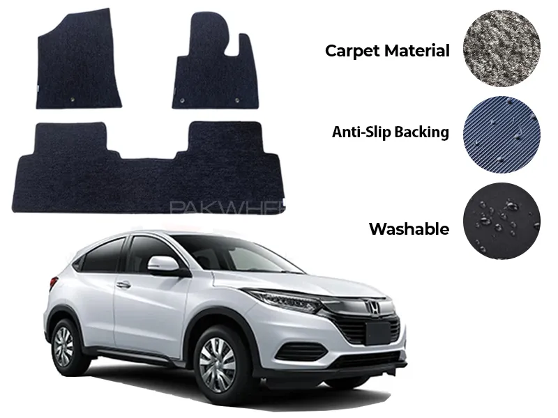 Honda Vezel Fitting Carpet Floor Mat 3PCS - Model 2013-2020 Image-1