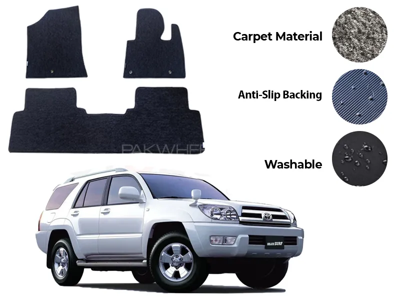 Toyota Hilux Surf Genuine Fitting Carpet Floor Mat 3PCS - Model 2002-2009 Image-1