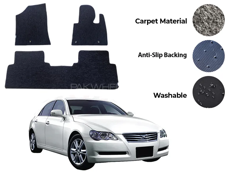 Toyota Mark X Genuine Fitting Carpet Floor Mat 5PCS - Model 2004-2009 Image-1