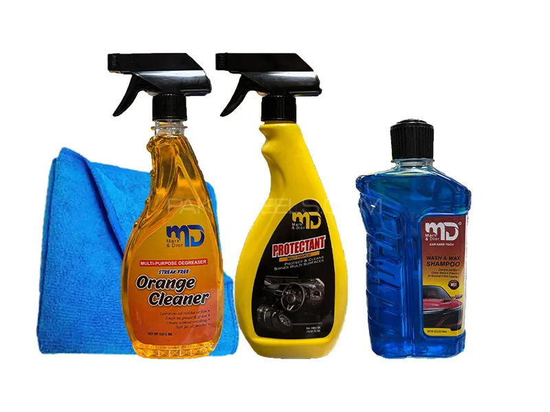 4in1 Dashboard Protectant All Purpose Ceaner Car Blue Shampoo Microfibre cloth Image-1