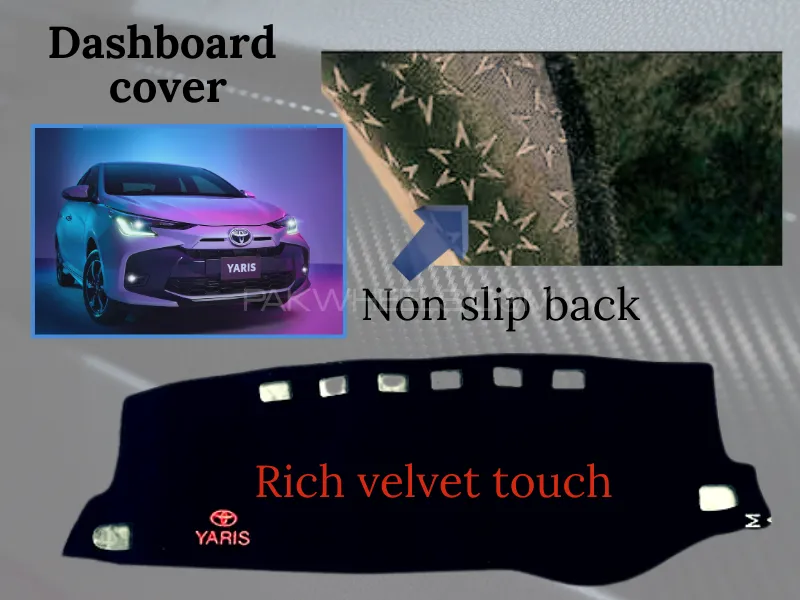 Toyota Yaris  2020-2025 Rich Pile Black Velvet Dashboard Carpet Image-1