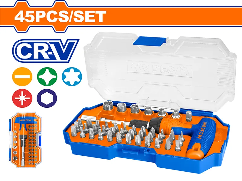 WADFOW 45 Pcs T-Handle Wrench Screwdriver Set WSS8B45 Image-1