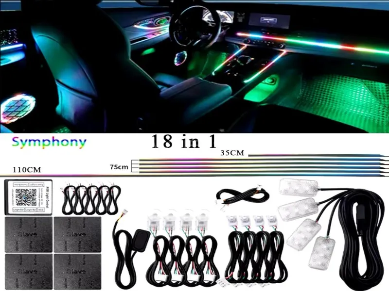 Car Interior Ambient Light 18 in 1 with App Connectivity Image-1