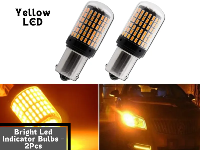 2Pcs Ultra Bright Car Turn Signal Light | Yellow Indicator High Quality Bulb Round Fitting 12V Bulb Image-1