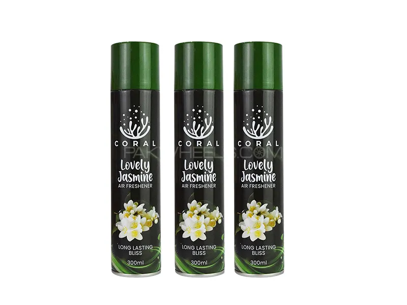 Coral Air Freshener Lovely Jasmine Pack Of 3 - 300ML Big Bottle Car, Home, Office Spray Image-1