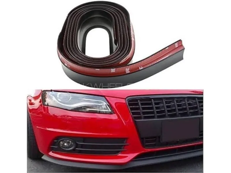 Universal Mugen Style Front Bumper Lip & Side Skirt Protector – Black with Double-Sided Tape  Image-1