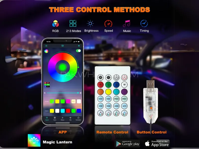 1Pc Dashboard Dynamic LED Ambiance Strip Lights | LED Strip Interior Light RGB | LED Strip Ambient 1Pc Dashboard Dynamic LED Ambiance Strip Lights | LED Strip Interior Light RGB | LED Strip Ambient Image-2