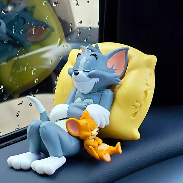 Universal Cool Tom & Jerry Sleeping Resin Statue Car Interior Decoration Accessories 1Pc Image-1