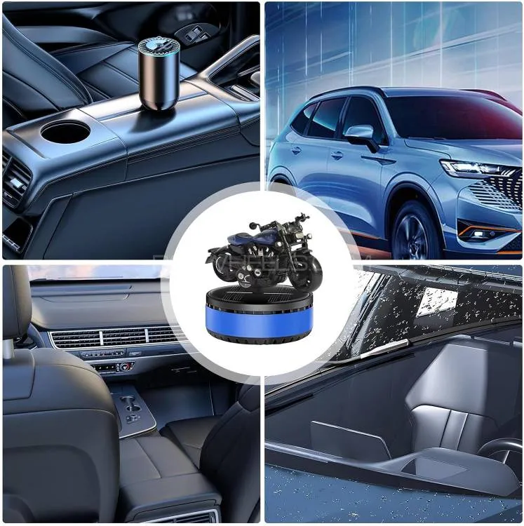 Universal Solar Harley Bike Car Perfume Air Freshener 360° Rotating Car Perfume Solar Energy  Image-1