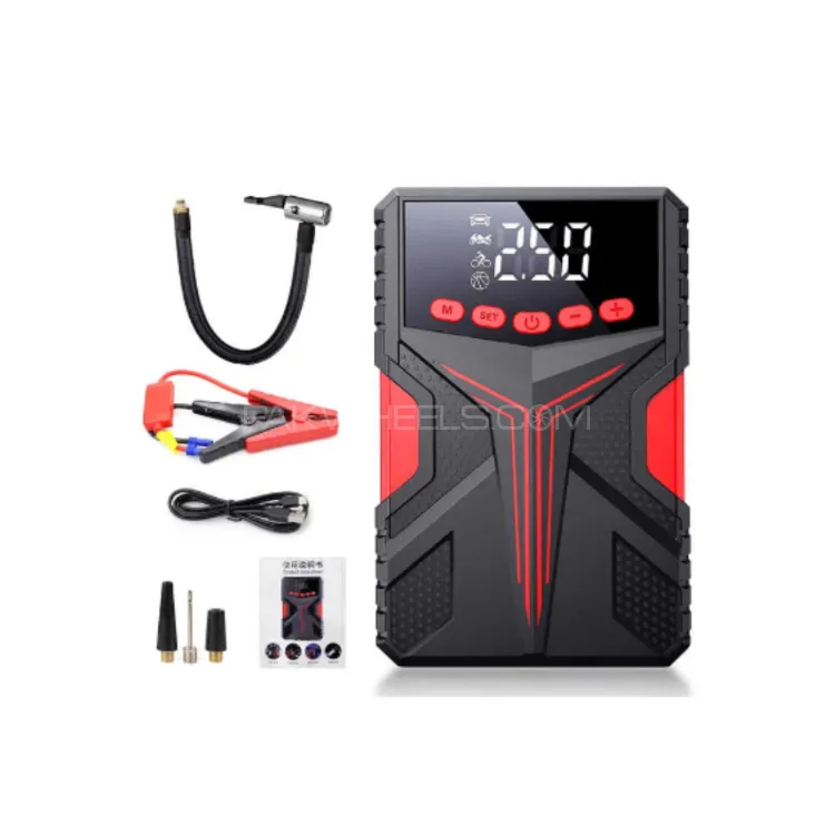 4 in1 Car Jump Starter Air Pump Power Bank Lighting Portable Air Compressor Cars Battery Starters Image-1