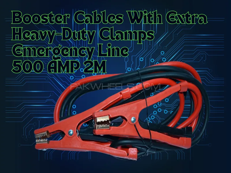 Booster Cables With Extra Heavy-Duty Clamps Emergency Line 500 AMP 2M Image-1