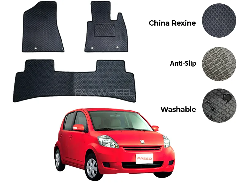 Toyota Passo China Rexine Floor Mat 3PCS - Model 2005-2010 Image-1