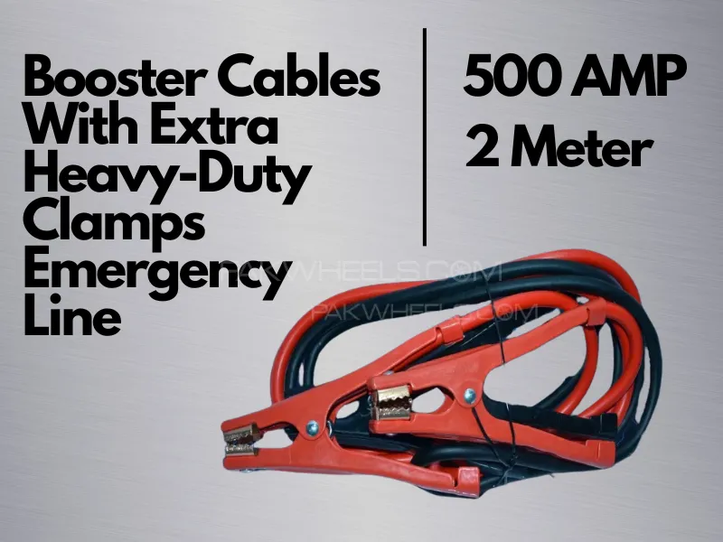 Booster Cables With Extra Heavy-Duty Clamps Emergency Line 500 AMP 2M Image-1