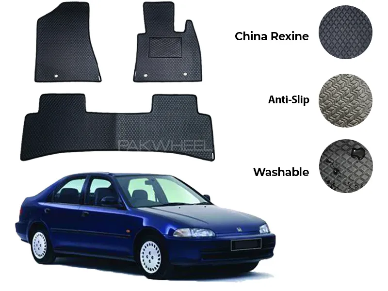 Honda Civic China Rexine Floor Mat 3PCS - Model 1992-1995 Image-1