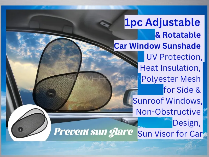 1pc Adjustable & Rotatable Car Window Sunshade UV- Protection, Heat Insulation, Polyester Mesh for S Image-1