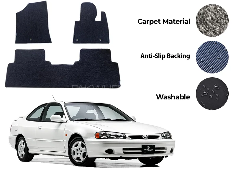 Toyota Corolla Genuine Fitting Carpet Floor Mat 3PCS - Model 1995-2002 Image-1