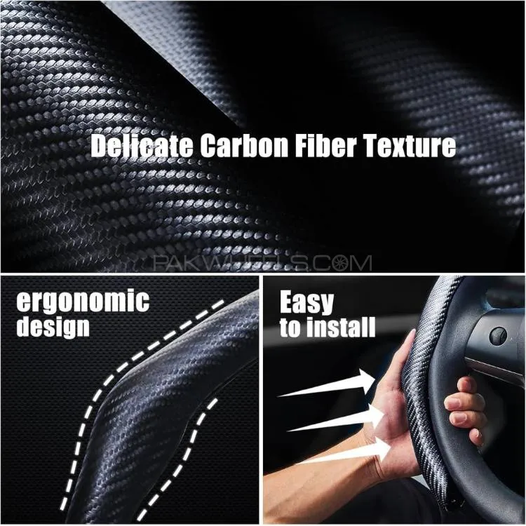 5D Matte Carbon Fiber Car Steering Wheel Cover - Carbon Black/Red 5D Matte Carbon Fiber Car Steering Wheel Cover - Carbon Black/Red Image-5