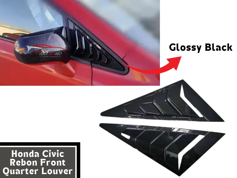 Honda Civic 2006-2012 Front Quarter Glass Louvers in Glossy Black Color | Lamborghini Style Front Image-1