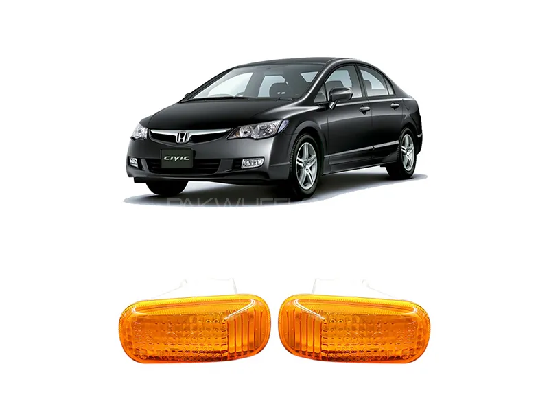 Honda Civic Reborn Fender Light Indicator Orange 2pc Image-1