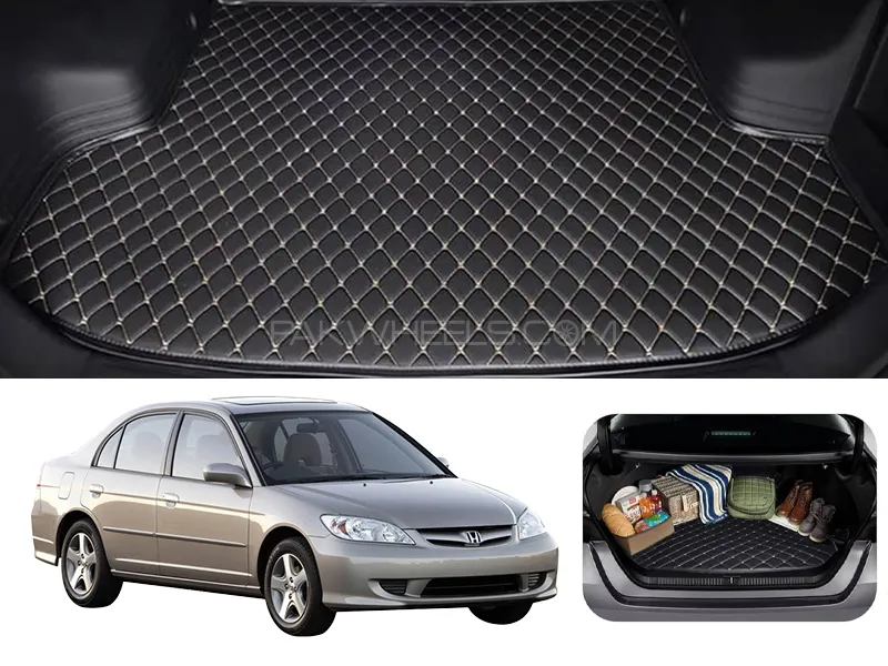 Honda Civic 7D Custom Car Trunk Mat - Model 2002-2005 Civic Best Trunk mat | CIvic Trunk Mat | Civic Image-1