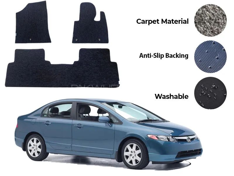 Honda Civic Genuine Fitting Carpet Floor Mat 3PCS - Model 2002-2005 Image-1