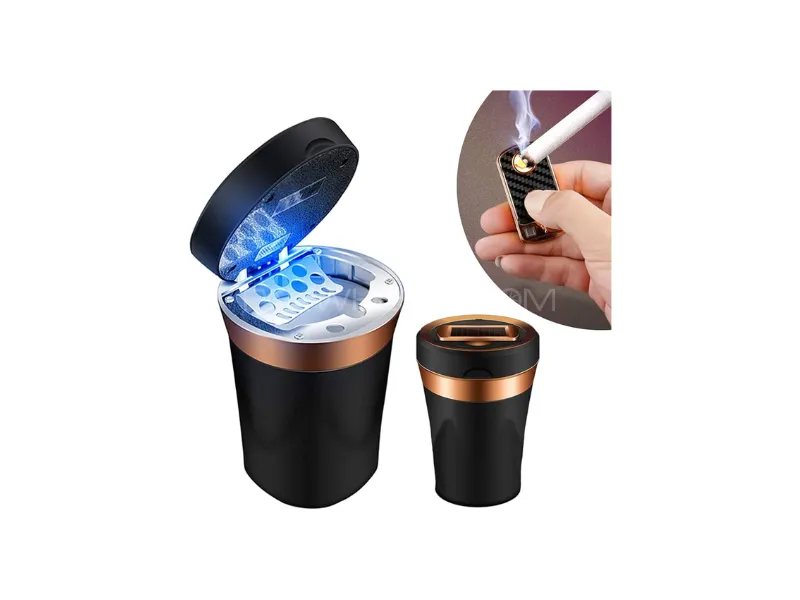 Premium Car Ashtray with Built-in Lighter Coil | Smokeless & Portable Image-1
