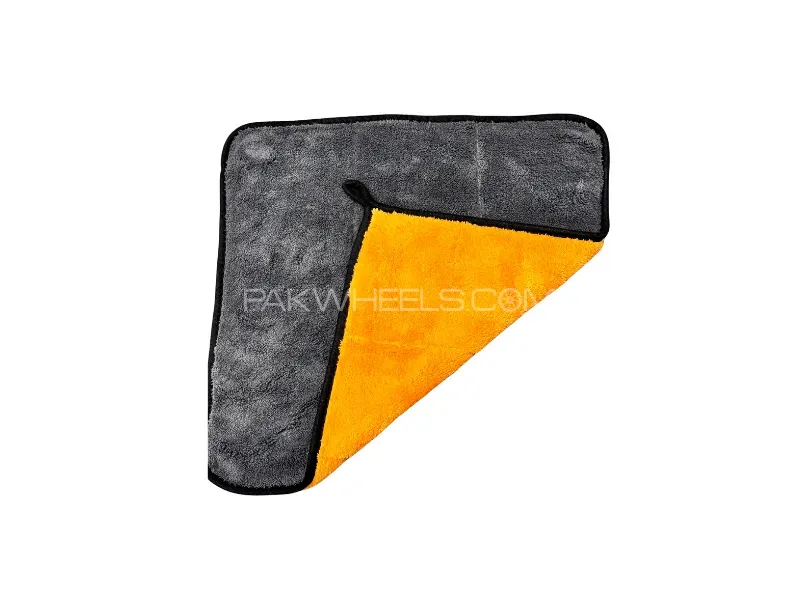 Microfiber - Super Plushed  Microfiber - Diamond - 40X40  Orange & Grey 900GSM-Car Cleaning Cloth Image-1